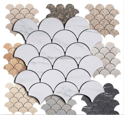 China Good Quality Modern Multi-colors Fan Shape Mosaic Tile For Home Decoration for sale