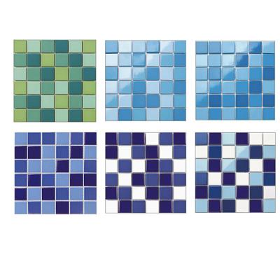 China Southeast Asia Lowest Price Blue Mix Pool Border Mosaic Tiles for sale