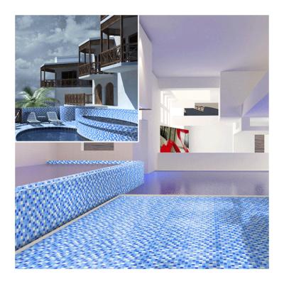 China Various CLASSIC Decorative Blue Ceramic Floor Mosaics Swimming Pool Tile for sale