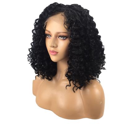 China High Quality Transparent Water Wave Synthetic Wigs Pre Plucked Short Frontal Bob Wigs Curly Wig for sale