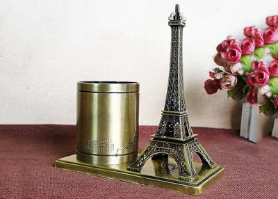 China Plated World Famous Building Model , Metal France Eiffel Tower Design Brush Pot for sale