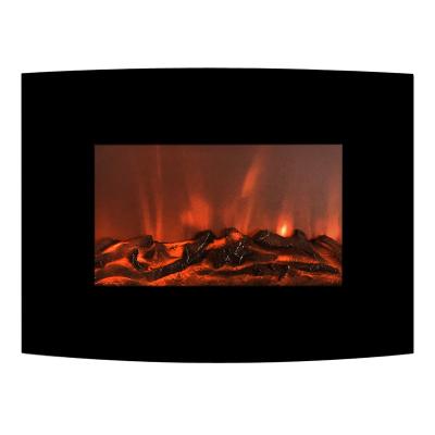 China Flame Shine 22 Inch Electric Fireplace Curved Media Glass Fireplace Panel Realistic Flame Effect for sale