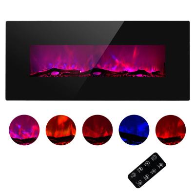 China Realistic Classic 50 Inch Log Fireplace Electric Wall Mounted Electric Fireplace Household With Flat Glass Front for sale