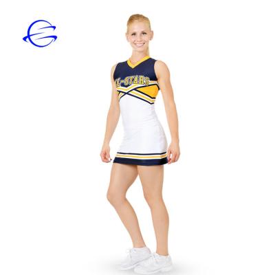 China Sleeveless Cheerleading Uniform Dress Soft Poly Championship Custom Uniform Suit, Sublimation Chearleading Uniform for sale