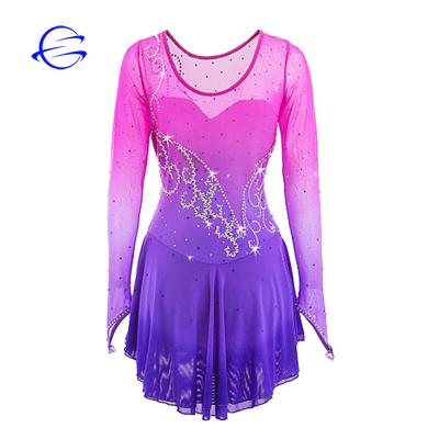 China New Breathable Fashion Dance Wear Patchwork Ice Skating Dresses Gradient Color Belly Dance Costumes for sale