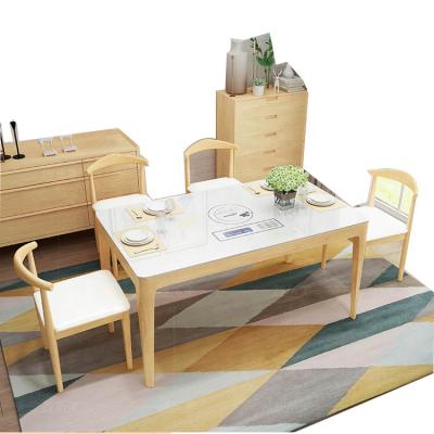 China Fashion Style Dining Table Set and Modern Chair Sets for 4/6 People Kitchen Dining Room Furniture Rectangle Wooden Shape for sale