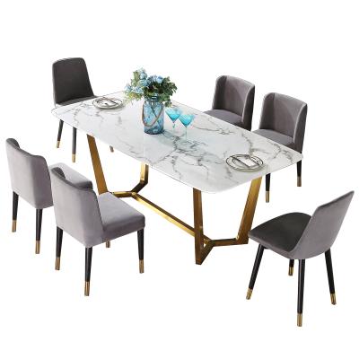 China Modern Stylish Water Resistant Rectangle Dining Table Set Simple Style Dining Table And Chair Combination Furniture for sale