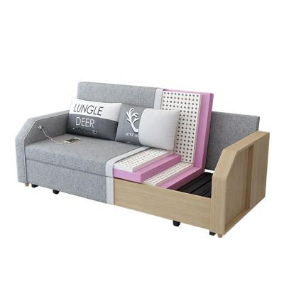 China New Style Sofabed Back Loveseat Canvas Folding Cover Portable Folding Bed Wood Middle Modern Sofa Bed Apartment Using Living Room 1 Set for sale