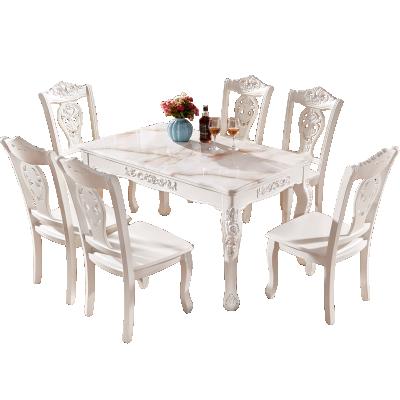 China Good Quality Solid Wood White Dining Table And Chairs Luxury Round For Home Best Price Marble Top Luxury Dining Room Furniture for sale