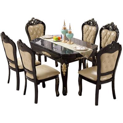 China Factory Sale Adjustable European Style Dining Table and Chairs (Others) Whole Sale Best Price Marble Top Luxury Home Dining Room Furniture for sale