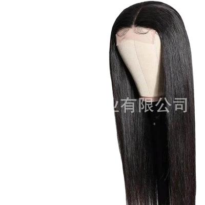 China Exotic European and American 4*4 no hits long real wigs lace up headwear wig straight hair human wigs for sale