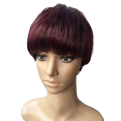 China New Fashion Star Ladies Short Black And Red Mixed Color African Straight Hair Wig for sale