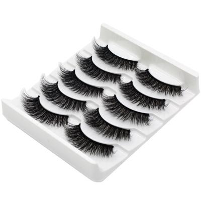 China 3D pure handmade false eyelashes of 3d effect five pairs of double layer three-dimensional natural cross thick mixed eyelashes for sale