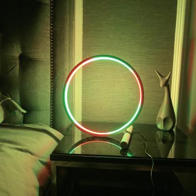 China Modern Nordic Round Black RGB Table Light CCT Led Reading Bedroom Home Decor Circle Designer Minimal Fancy Light Dimming Table Lamp for sale