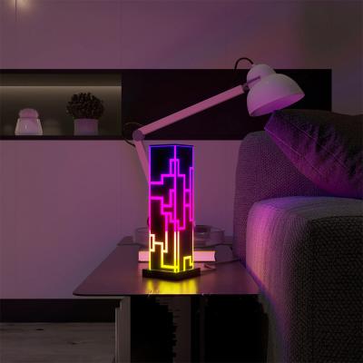 China Modern RGB Modern Remote Control Building Led Noxu GALACTICA Rectangle Designer Multi Color Light Black Atmosphere Acrylic TABLE LAMP for sale