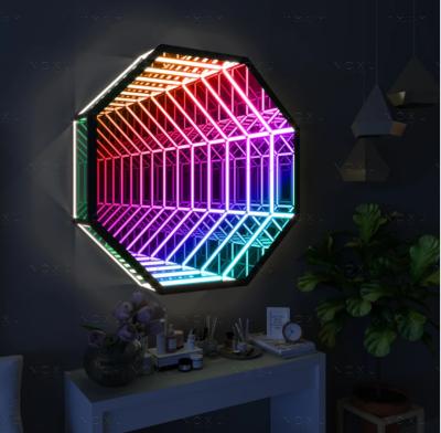 China Modern New Arrival Decorative Mirrored Polygon Wall Lights Led RGB Bedside Smart Home Magic Color Changing Wall Lamps TUYA for sale