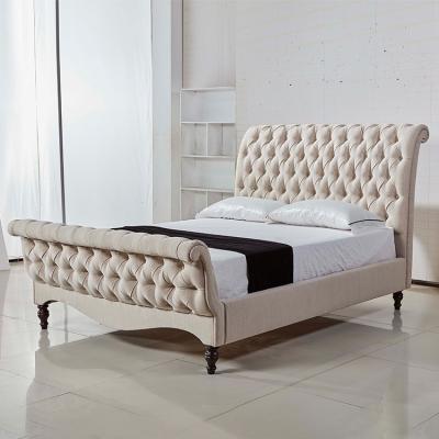 China New Design Adjustable Modern King Queen Double Size (Others) Wood And Soft Bed Upholstery Fabric Bed Frame for sale