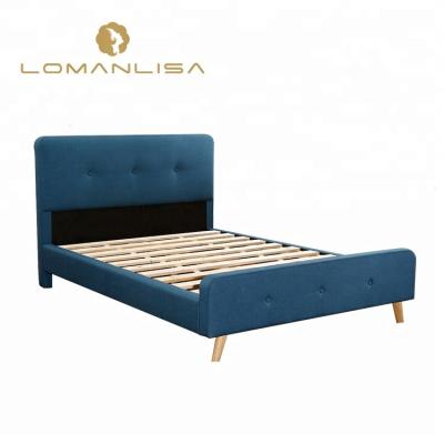 China Modern Double Bed Set Frame Hotel Bedroom Sets Solid Wood Base for sale