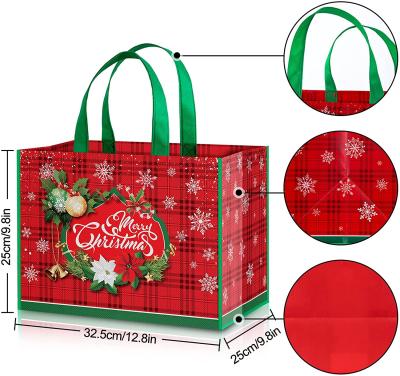 China Waterproof Eco-friendly Chirstmas Wrapping Gift Candy Chocolate Non Woven Lamination Bag With Handle for sale