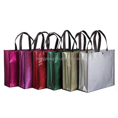 China Recycled Custom Eco Friendly Embossing Laminated Non Embossed Woven Shopping Bag With Button for sale