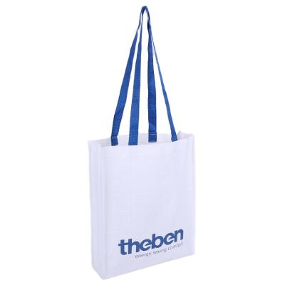 China Custom Logo Eco - Friendly Printed Recycled White Non Woven PP Lamination Tote Shopping Bags For Promotion for sale