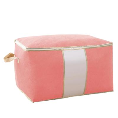 China Thicker Embossing Pink Color Living Room Non Woven Fabric Storage Bag For Pillow for sale