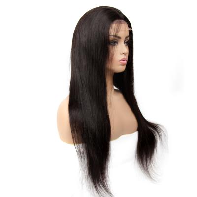 China 5*5 HD Natural Black Silky Straight Human Hair Lace Front Raw Virgin Highlighted Human Hair Straight Transparent Wigs for sale