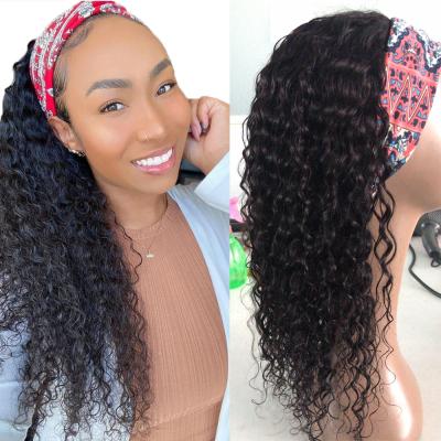 China Hot Selling 10-26 Inch Deep Wave Hairband Deep Wave Hair Band Wig With Attached Headband for sale