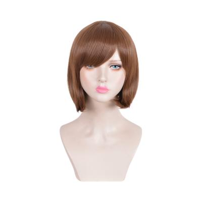 China Brown Hair Silky Straight Wave Shorts Synthetic Wig Anime Party Cosplay Costume for sale