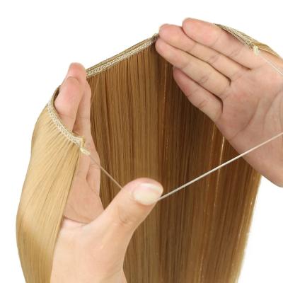 China Other Cheap Unprocessed One Piece Halo Wire Halo Hair Extensions Invisible Hair Extensions for sale