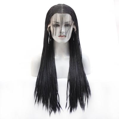 China High Quality Synthetic 13*6 Lace Frontal Wigs 13*6 Braids Silky Straight Wave Lace Frontal Wig African Braided Full Lace Wig for sale