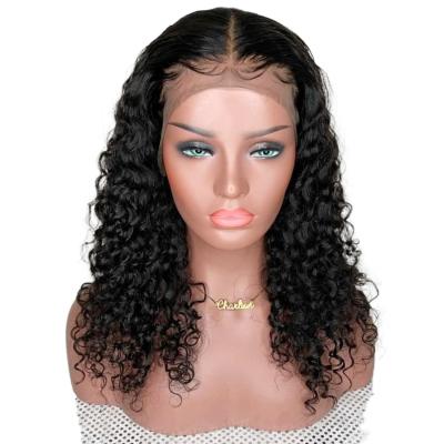 China Other Hot Sale 13*4 Small Black Curls Synthetic Fiber Front Lace Wig For Women for sale