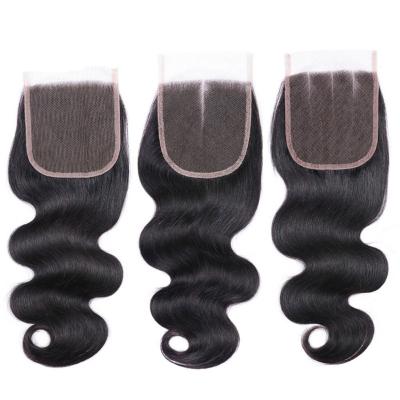 China Natural Hair Wholesale 4-20 Inch Virgin Hair 4x4 Color Body Wave 4*4 Lace Closure for sale