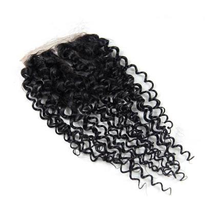 China Brazilian Raw Unprocessed Virgin Hair Extensions Wholesale 4*4 Lace Closure Jerry Curly Hair for sale