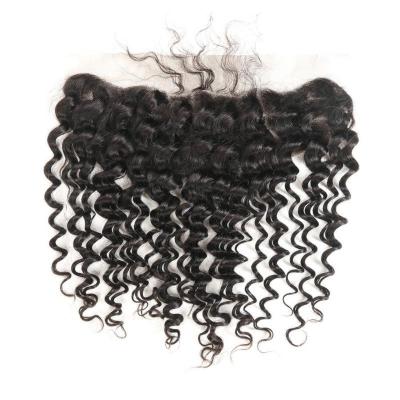 China Hair Vend Well Deep Wave 13*4 Lace Frontal Virgin Hair Pre Plucked 4x4 Swiss Lace 13*4 Wave Headband for sale