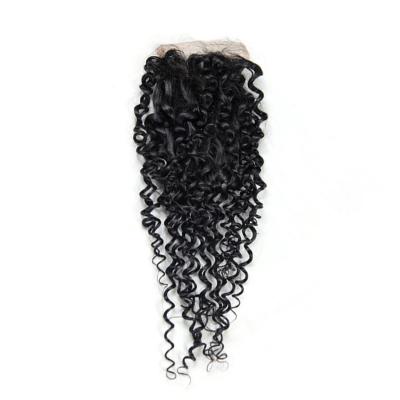 China Jerry Curly 4*4 Lace Closure Wholesale Brazilian Human Hair Extensions Raw Unprocessed Virgin Human Hair for sale