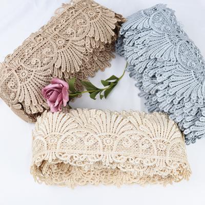 China Water Soluble Bazin Riche Guipure Lace Swiss Embroidery Brocade Fabric Lace Trims for sale