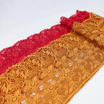 China Water Soluble In Stock Chemical Trim Lace Trim Polyester Guipure Embroidery Lace For Garments And Home Textiles for sale