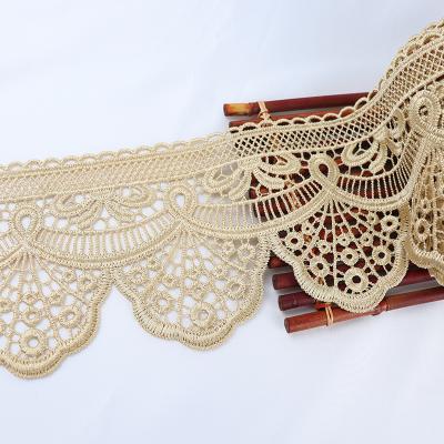 China Water Soluble In Running Water Soluble Lace Trimming Polyester Guipure Embroidery Lace For Table Cloth for sale