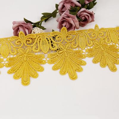 China Wholesale Water Soluble Elegant Gold Trim Embroidery Water Soluble Lace Trimmings for sale