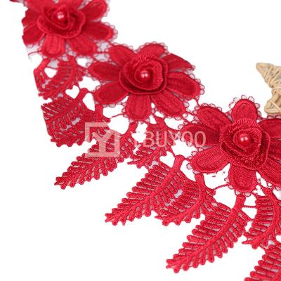 China Wholesale Africa Lace Trimming Quality Embroidery White Bridal Lace Trim Water Soluble For Dress, Garment for sale