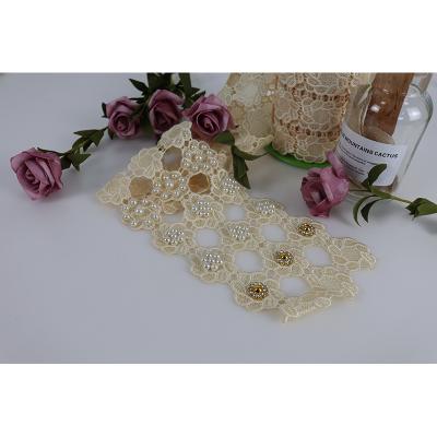 China 3d wholesale handmade polyester 3d flower lace trim lace cotton ribbons beaded lace trim fabrics for sale