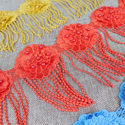 China African Trim 3D Lace Supplier 3D Guipure Embroidery Flower Lace Beaded Lace Trim for sale