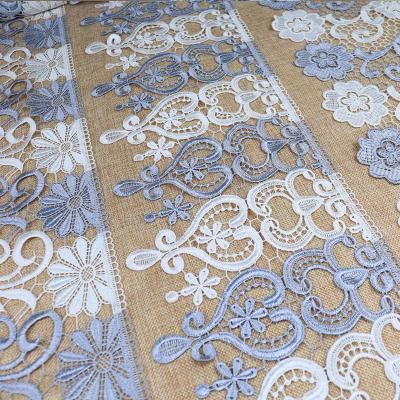 China Factory Price Water Soluble Saree Multi Color Lace Trim French Lace Fabric Embroidery Lace Textiles for sale