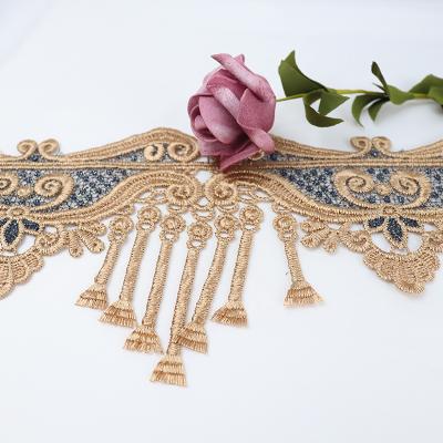 China Lace Maker Guipure Embroidery Water Soluble Lace Trim Double Color Lace Accessories For Home Textiles for sale