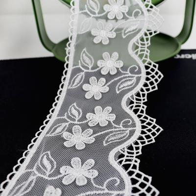 China 3D Embroidery Flower Lace Trim Mesh Trim Mesh Ribbon Ace 5cm Luxury French Bridal French Bridal Trimmings For Wedding for sale