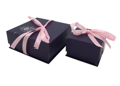 China Black Jewelry Cardboard Box With Ribbon , Cardboard Jewelry Gift Boxes for sale