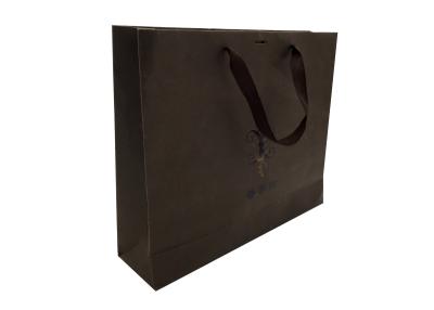 China 210 Gsm Dark Brown Paper Shopping Bags With Handles Glossy Lamination for sale