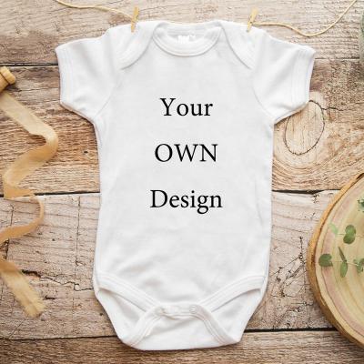 China 100% Cotton Baby Clothes Photo Logo Brand Baby Romper Jumpsuits DIY Bodysuits Rompers Custom Made Baby Boy Girl for sale