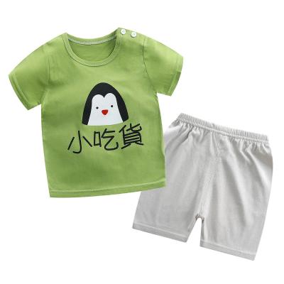 China Casual Cheap Kids Summer Dressing Set Kids Wear 2 Piece Children Sets Lovely Penguin Clothes Kids Dressing Set for sale